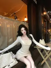 ハイセンスな韓国風コーディネート【チューブトップニット・スカート】（セットアップ対応）