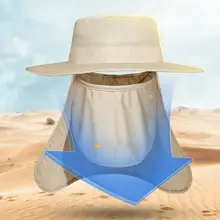 夏用アウトドアサンシェードフィッシングハット【通気性・速乾・取り外し可能な首カバー付き・大つばタイプ】