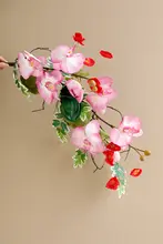 リアルなバラのつる偽花 壁面装飾用アーチ吊り花アート【ラティス装飾・絡み付け用】