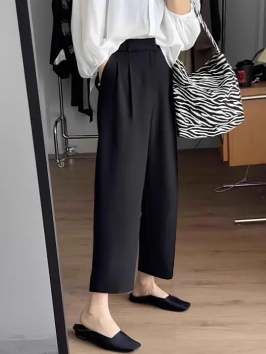 高級感あるワイドパンツ【女性用・ハイウエスト・梨型体型に最適・スリムデザイン】
