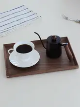 正方形のブラックウォールナット製コーヒートレイ【収納・ティー・デザート・ケーキ用】