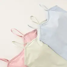 綿100% ワンショルダー女性用タンクトップ【胸パッド付き・インナー・カジュアルスタイル・ウエストまでの丈】
