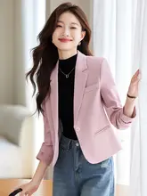 米白色のショートジャケット【春秋用・韓国風・スリムフィット・小柄向け】