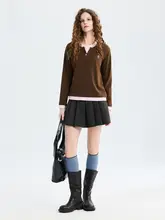 カラーコンビネーションのラウンドネック長袖Tシャツ【春季用・快適なフィット・女性用】（セットアップ対応）