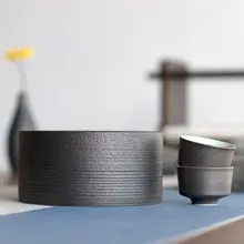 黒陶製 茶洗茶具【手作り・大サイズ・禅の雰囲気】