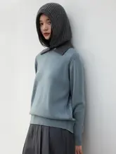 純粋な羊毛のラウンドネックセーター【シンプルデザイン・重ね着に最適・女性用】