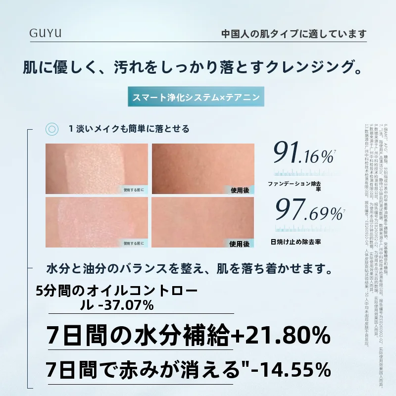 GUYUグーユー 洗顔フォーム 男女兼用 毛穴ケア 皮脂汚れ きめ細やかな泡 整肌 ブルー