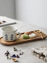シンプルな木製長方形トレイ【家庭用・お茶やスナック収納に最適】