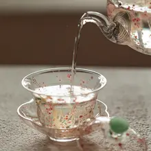 高級感あふれるガラス茶器【フラワーデザイン・女性向け・3点セット】（セットアップ対応）