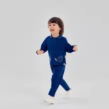 男の子用春秋ファッション長袖ポロシャツ【襟付き・極上の柔らかさ・二点セット（セットアップ対応）】