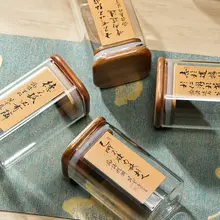 高硼珪酸ガラス製 茶葉保存容器【密閉タイプ・四角形・国風デザイン】