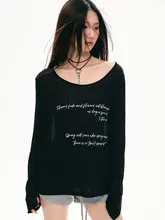 ロゴプリントの長袖Tシャツ【夏用・薄手・フィット・ブラック・中長丈・UVカット】