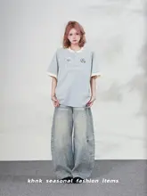 刺繍ロゴ入りラウンドネックTシャツ【男女兼用・夏用・五分袖・ルーズフィット】