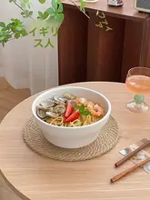 スープボウル ラーメン鉢 サラダボウル セラミック 広縁 インスタ映え 純白 家庭用
