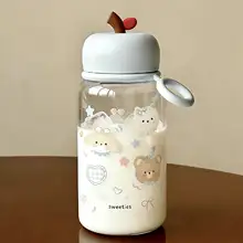 可愛い小熊デザインのプラスチック水筒【持ち運び便利・女子学生向け】