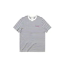 吃茶去 オーガニックコットン製 ボーダー柄 半袖Tシャツ メンズ【丸首・プリントデザイン】