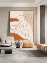 女性抽象線画 モダンデザイン 壁掛けアート【リビング用・ソファ背景】