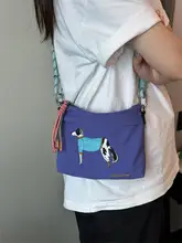 ボールチェーン付き刺繍ミニショルダーバッグ【犬柄・カジュアルデザイン】