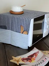 家電カバー ダストクロス コットンリネン ストライプ柄 シンプル 防汚 ブルー 電子レンジ オーブン 冷蔵庫 洗濯機 インテリア