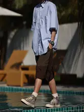 夏用シンプル無地カジュアルシャツ【男女兼用・短袖・ゆったりタイプ】