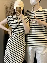 フランス風カップルコーデ夏用ワンピース＆ポロシャツ【個性的なデザイン・インスタ映え】（セットアップ対応）