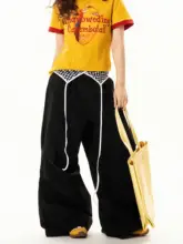 アメリカンレトロデザインのプリーツワイドパンツ【フルレングス・フィット】（セットアップ対応）