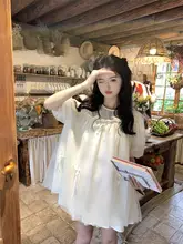 立体リボンデザインのネットワンピース【杏色・ルーズフィット・夏用・Aライン】
