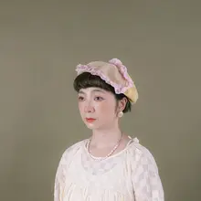 ベレー帽 日本製 ハンドメイド 麻素材 仕立て 刺繍