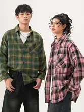 カジュアルなストライプ柄長袖シャツ【ユニセックス・春用・ルーズフィット】（セットアップ対応）