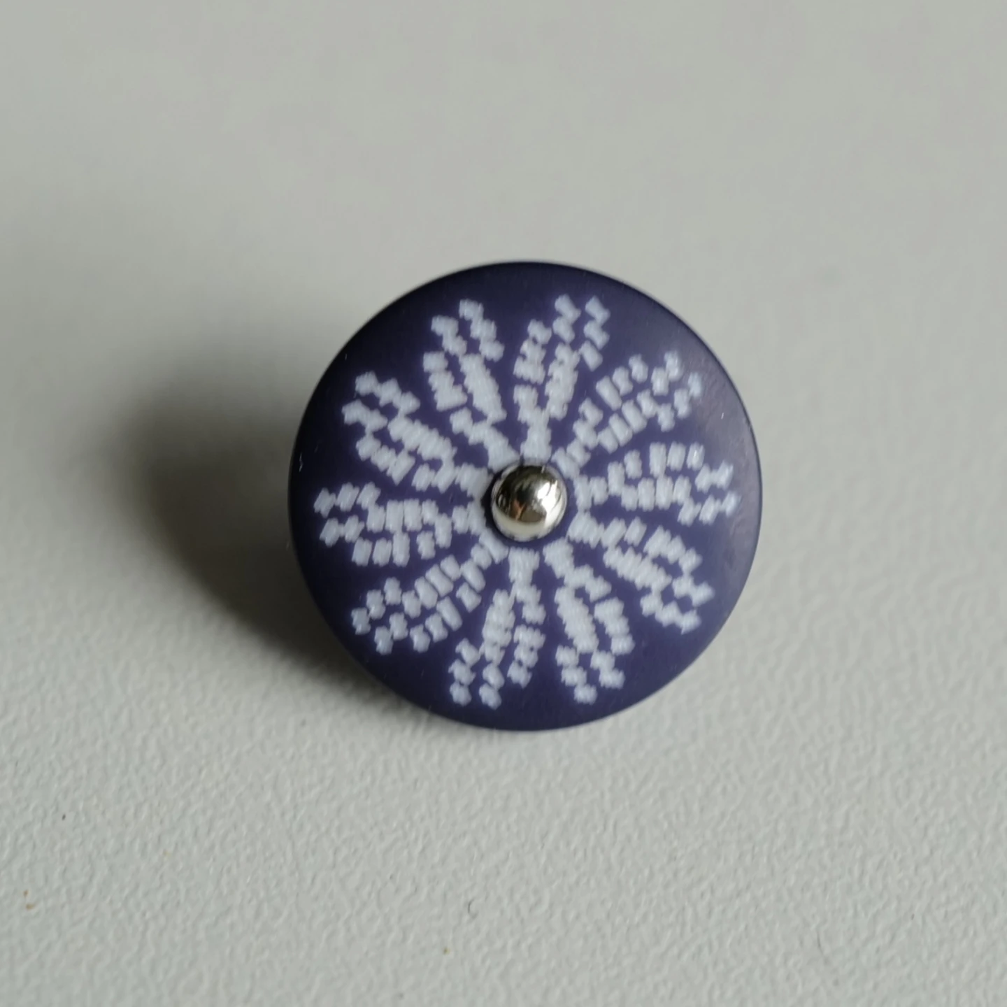 青地に白い花柄のボタン【シルバー金属ハンドル・極上の柔らかさ】とは？