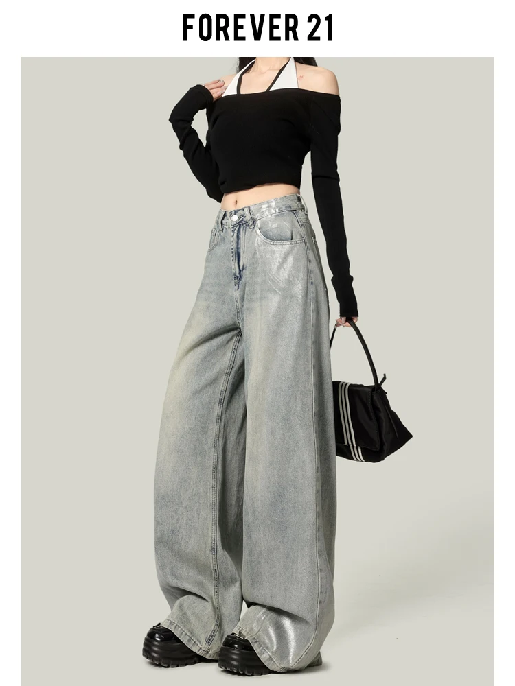 Forever 21 ニッチ ホット シルバー レトロ ブルー ジーンズ：2026年春季リリースの女性向けリラックススタイルパンツ