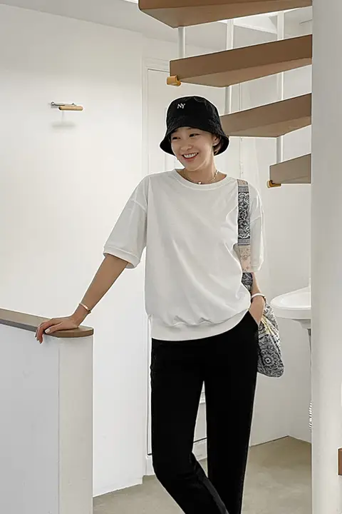 極上の柔らかさの丸首半袖Tシャツ【シンプルデザイン・フィット】（セットアップ対応）