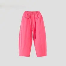 女の子用 夏のハイウエストストレートパンツ【ファッション・カジュアル・ゆったり】
