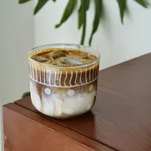 レトロデザインのドット模様耐熱ガラスカップ【アイスコーヒー・朝食用・スイーツにも】