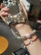 ファッションパール吊り下げストラップ【水晶装飾・耐久性・汎用タイプ】