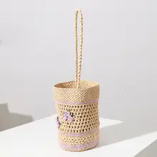 手作り編みバッグ【ラフィア素材・スイートオーキッドデザイン・DIYキット】