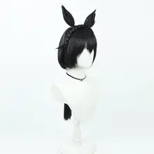 コスプレ用ウィッグ【黒色・馬娘スタイル・リアルな頭皮デザイン】