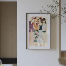秦秀娟 インス風 北欧スタイルの女の子アート壁画【エントランス・カフェ装飾用】