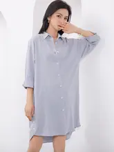 シンプルなコットンリネンシャツワンピース【長袖・ゆったり・ボタン・ポケット付き】