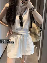 夏用白色リネンショートパンツ【女性用・軽量・ゆったりシルエット・Aライン・カジュアル・コットンリネン】
