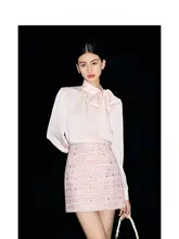 MandyZhang 長袖デザインカラーシャツ【立ち襟・スリーブ付き・秋用・イエロー】