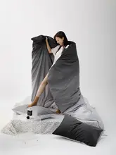 グラデーションカラー 綿100% ベッドカバーセット【シンプルデザイン・ブラ  ック・ダブル用・150×200×230cm・枕カバー付き】
