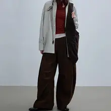 ヴィンテージ風 コーディネートしやすい鉄さび色のコーデュロイワイドパンツ【秋冬用・フルレングス】