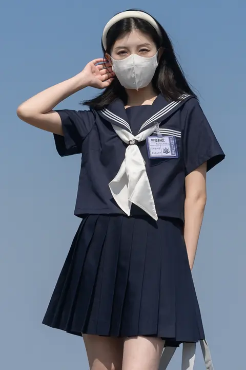 深い藍色のセーラー制服【短袖・長袖・学生向け】（セットアップ対応）