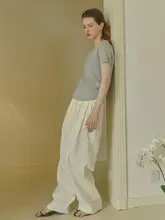 自然素材の高腰ワイドパンツ【春夏用・ナチュラルカラー・リネン】