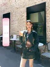 デニムジャケットとフリンジスカートのヴィンテージ風コーディネート（セットアップ対応）
