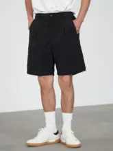 黒色のウエストゴム機能性ストレートパンツ【防水・光沢感・サイドスリット】