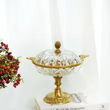 アメリカンスタイルの真鍮製クリスタルガラス高脚キャンディーキャニスター【贅沢なテーブル装飾用】