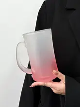モダンデザインのマット仕上げピンクビールグラス【大容量・厚手・女性向け】