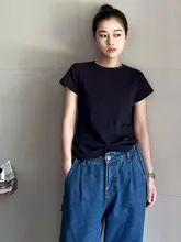 白色ラウンドネックショートスリーブTシャツ【女性用・極上の柔らかさ・フィット感】